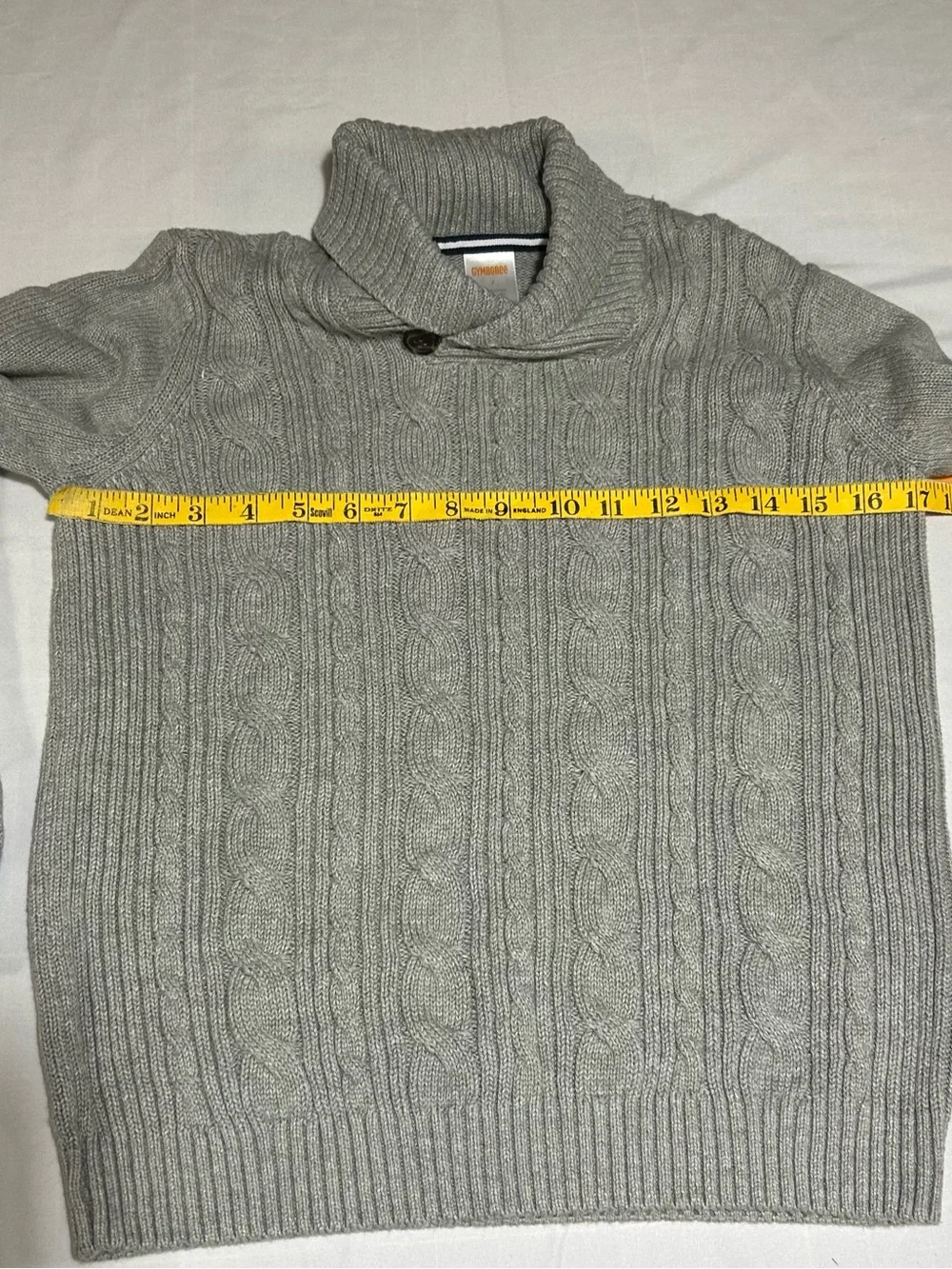 Gymboree Boys 7 Gray Long Sleeve Cable Knit Shawl Sweater NWT